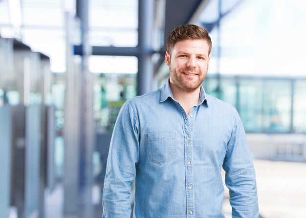 young businessman happy expression