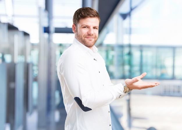 young businessman happy expression