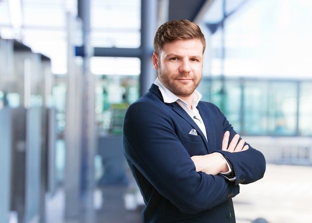 young businessman happy expression