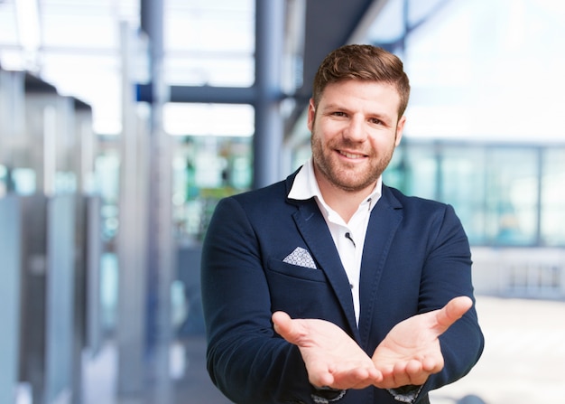 young businessman happy expression