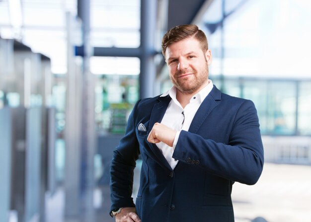 young businessman happy expression