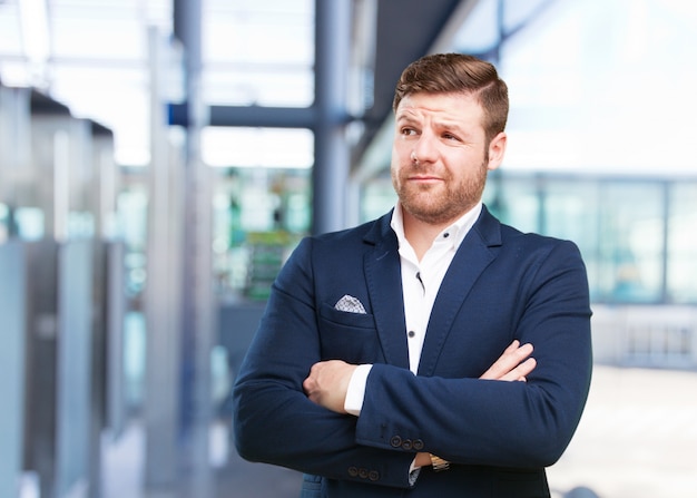 young businessman happy expression