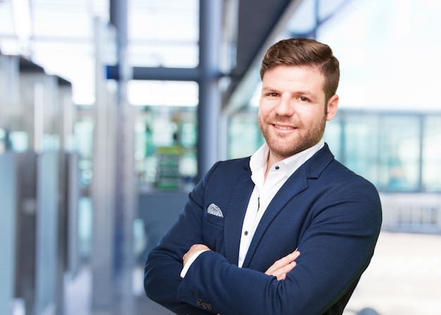 young businessman happy expression