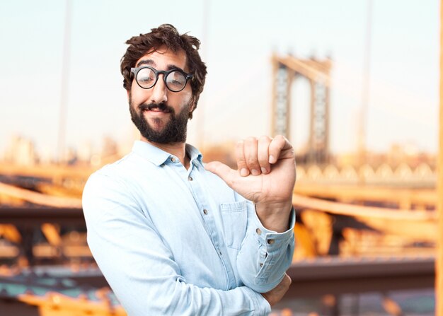 young businessman happy expression