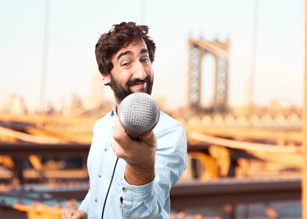 young businessman happy expression