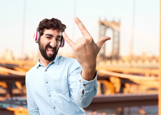 young businessman happy expression