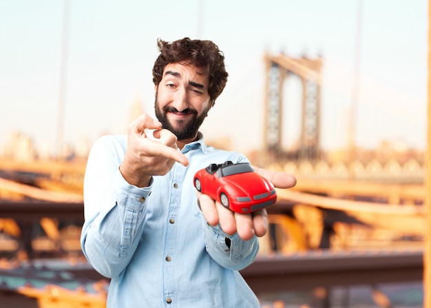 Young businessman happy expression