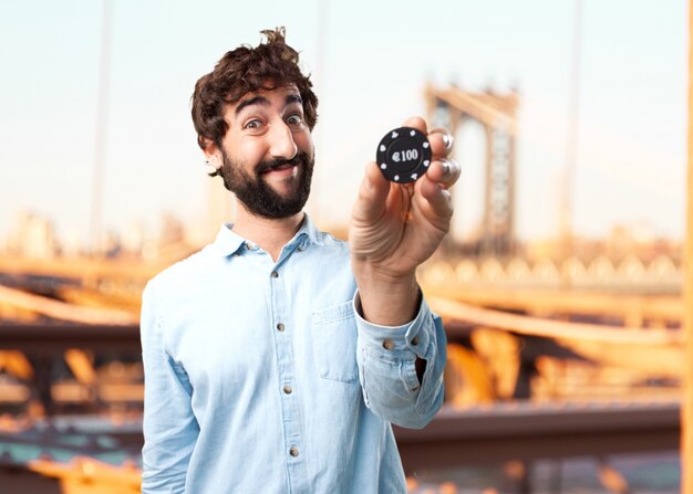 young businessman happy expression