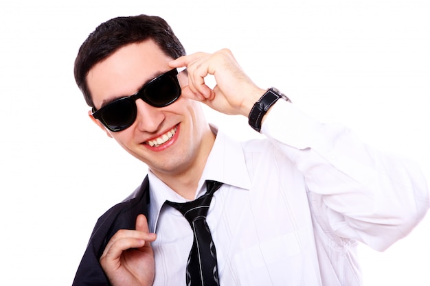 Young businessman in sunglasses