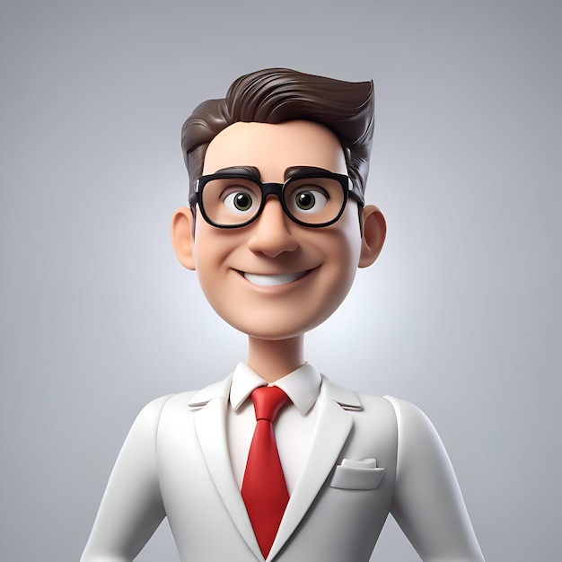 Free photo young businessman wearing glasses and a white suit 3d rendering