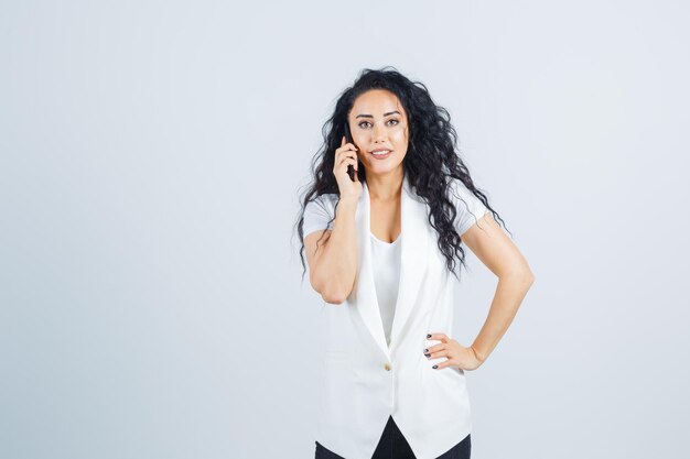 Young businesswoman using a phone