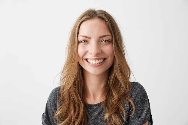 Free photo young cheerful happy girl smiling laughing .