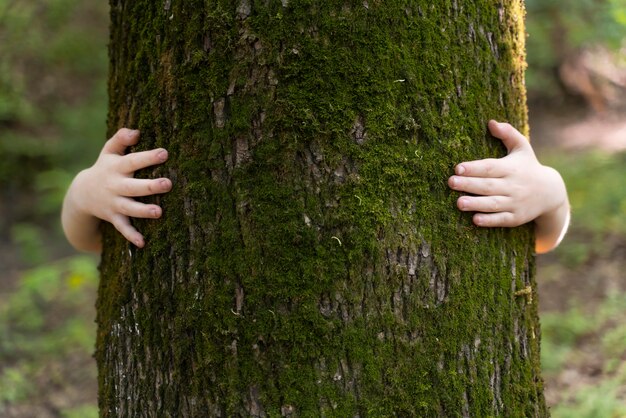 Young child exploring the nature