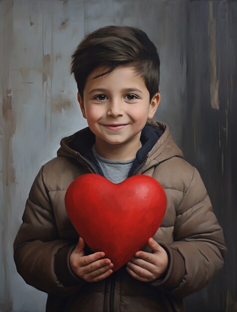 Young child holding 3d heart shape