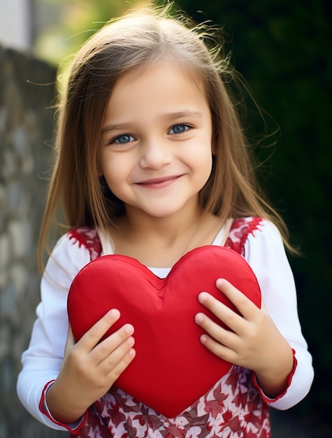 Young child holding 3d heart shape