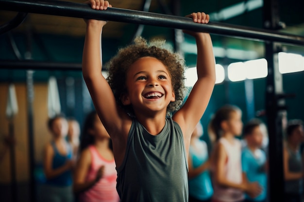 Free photo young child training in gymnastics