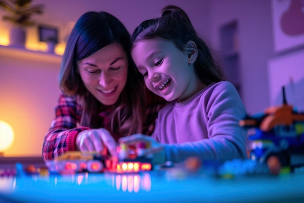 Free photo young child with autism playing with family