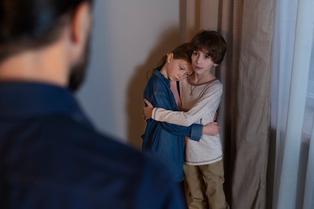 Young children suffering from abuse by parent at home