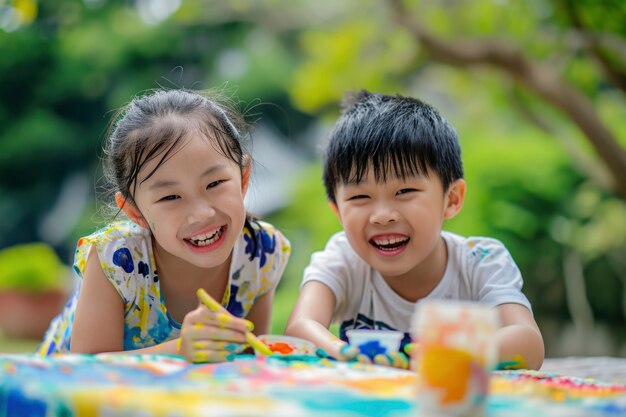 Young children with autism playing together