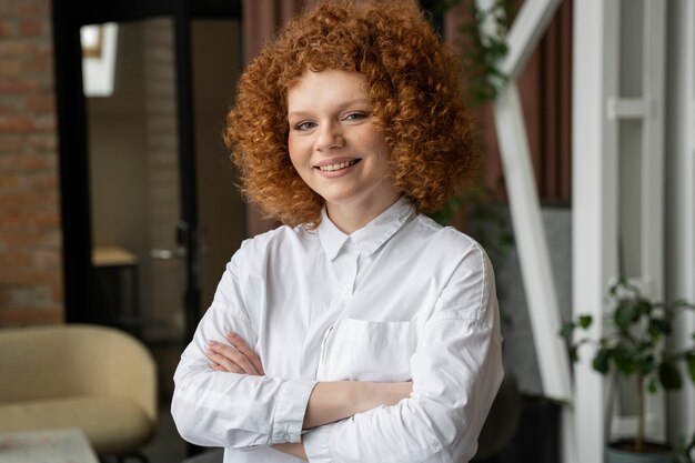 Young co worker spending time in office