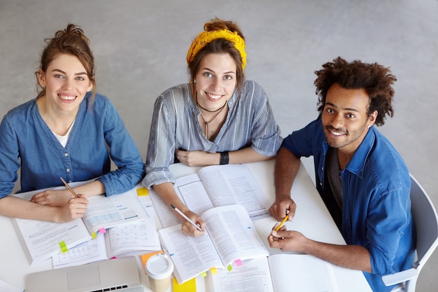 Young colleagues working together in cafe