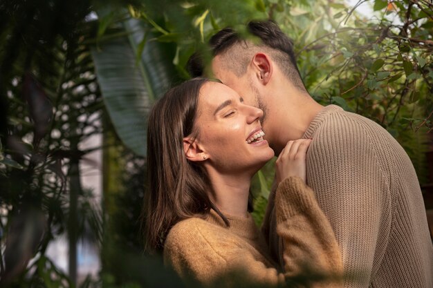 Young couple celebrating engagement