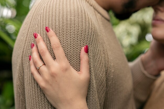 Young couple celebrating engagement