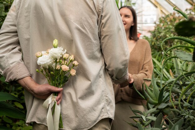 Young couple celebrating engagement