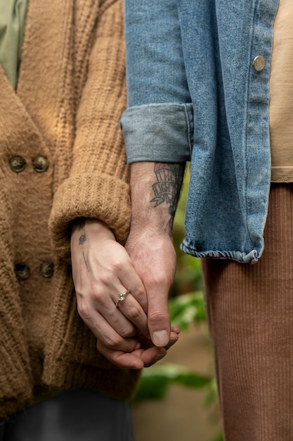 Young couple celebrating engagement