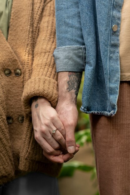 Young couple celebrating engagement