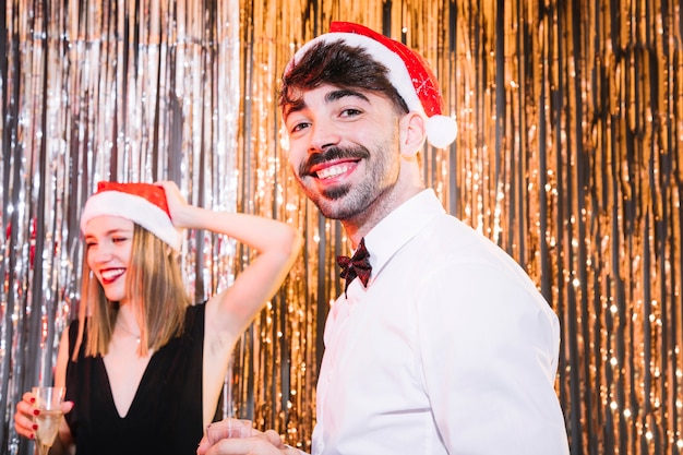 Young couple celebrating new year