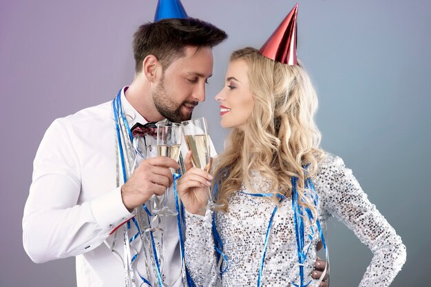 Young couple celebrating New Years Eve