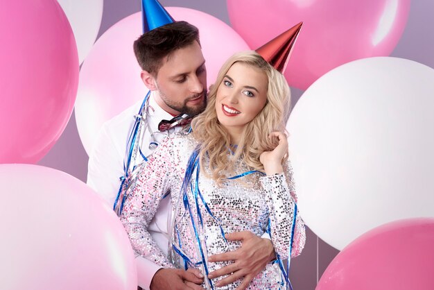 Young couple celebrating New Years Eve