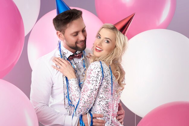 Young couple celebrating New Years Eve