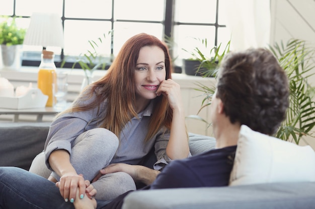 Young couple enjoying time together at home