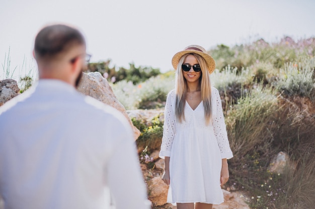 Young couple on honeymoon in Greece