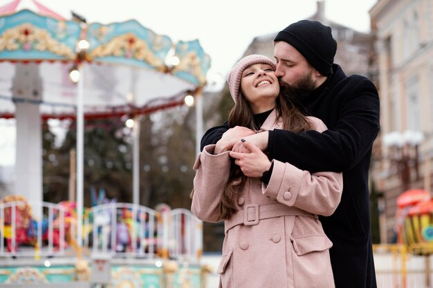 Young couple hugging