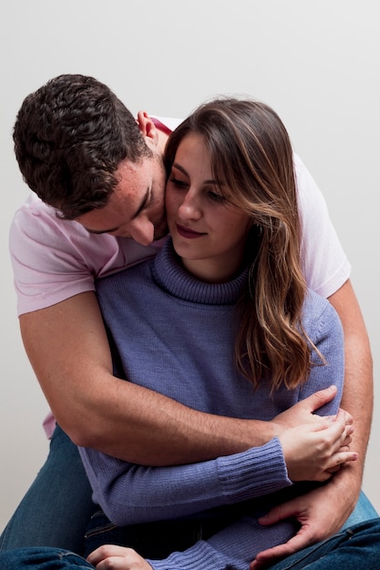 Free photo young couple in love hugging