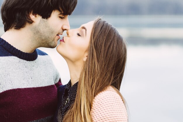 Young couple in love outdoor