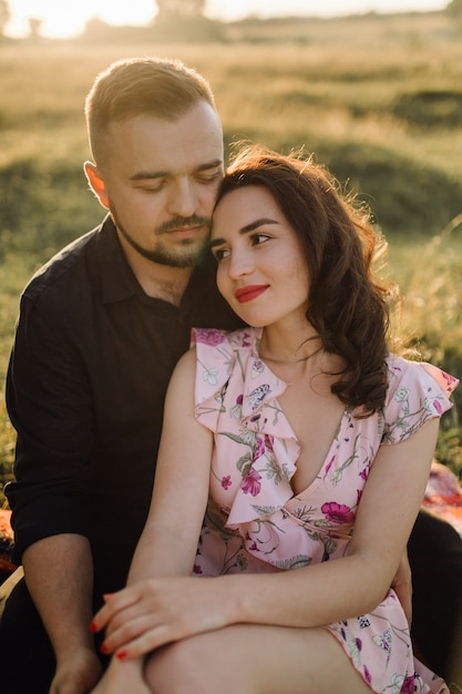 Free photo young couple in love walking in the park