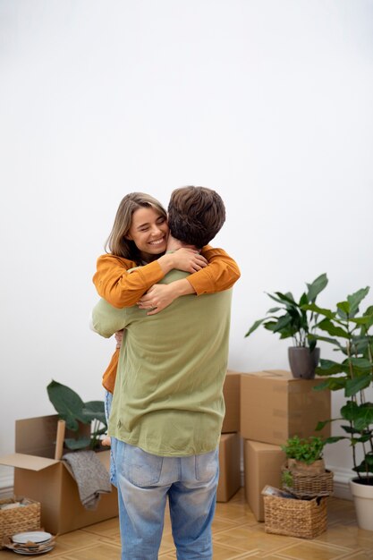 young couple moving in new home