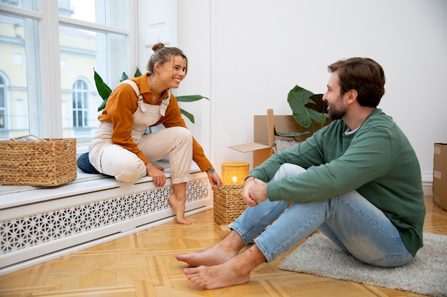 Young couple moving in new home