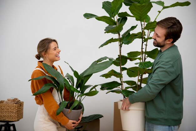 Young couple moving in new home