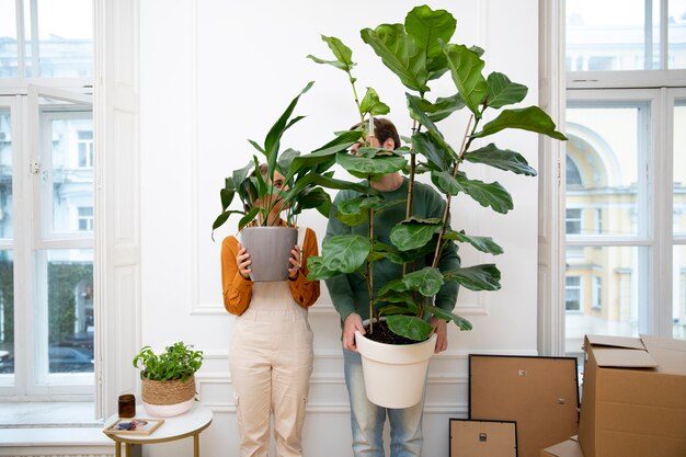 young couple moving in new home