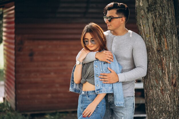 Young couple in park