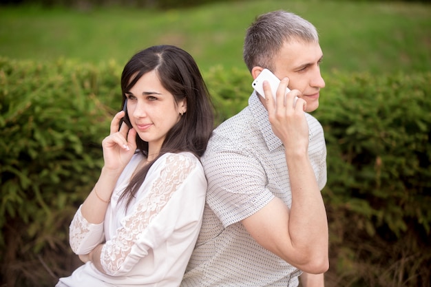 Young couple on phone