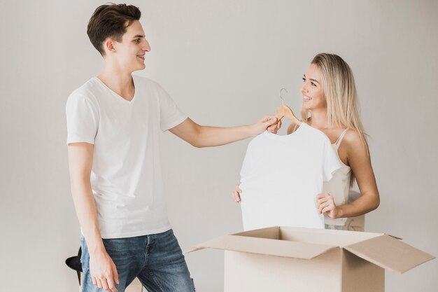 Young couple ready to move together