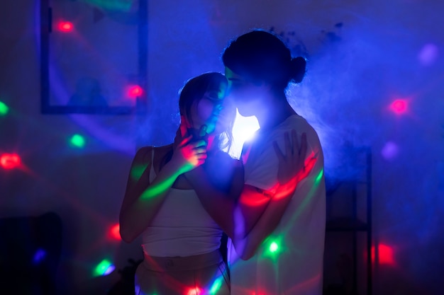 Young couple spending time together at night