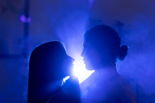 Young couple spending time together at night