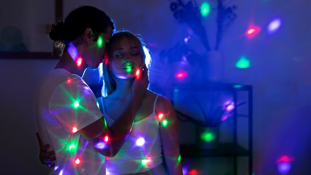 Young couple spending time together at night